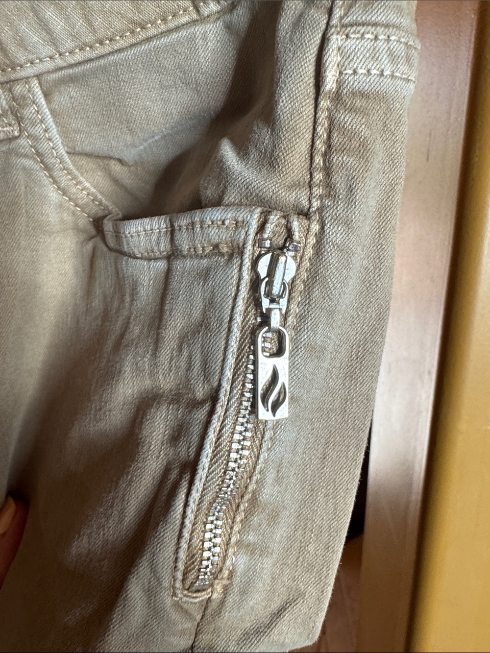 Blue Fire Co Chloe Skinny Ankle Jeans Beige Sand Storm Zip Hem Size 28 - Picture 5 of 12